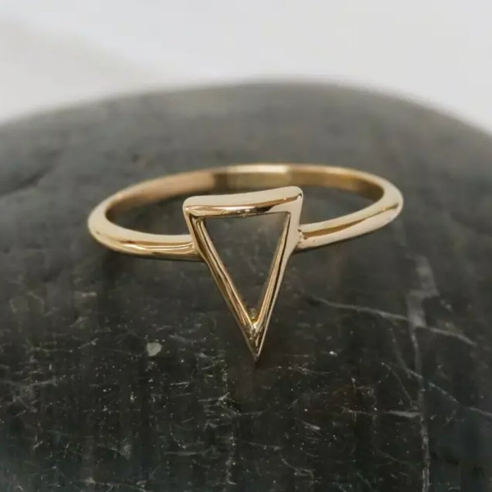 Open Triangle Ring | Geometric Brass Design